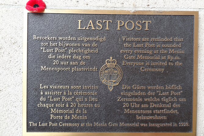 Flanders World War I Battlefields Private Tour from Brussels - Ypres Free Time, Lunch on Your Own, and Menin Gate + Last Post